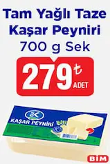 SEK TAM YAĞLI TAZE KAŞAR PEYNİRİ 700 G